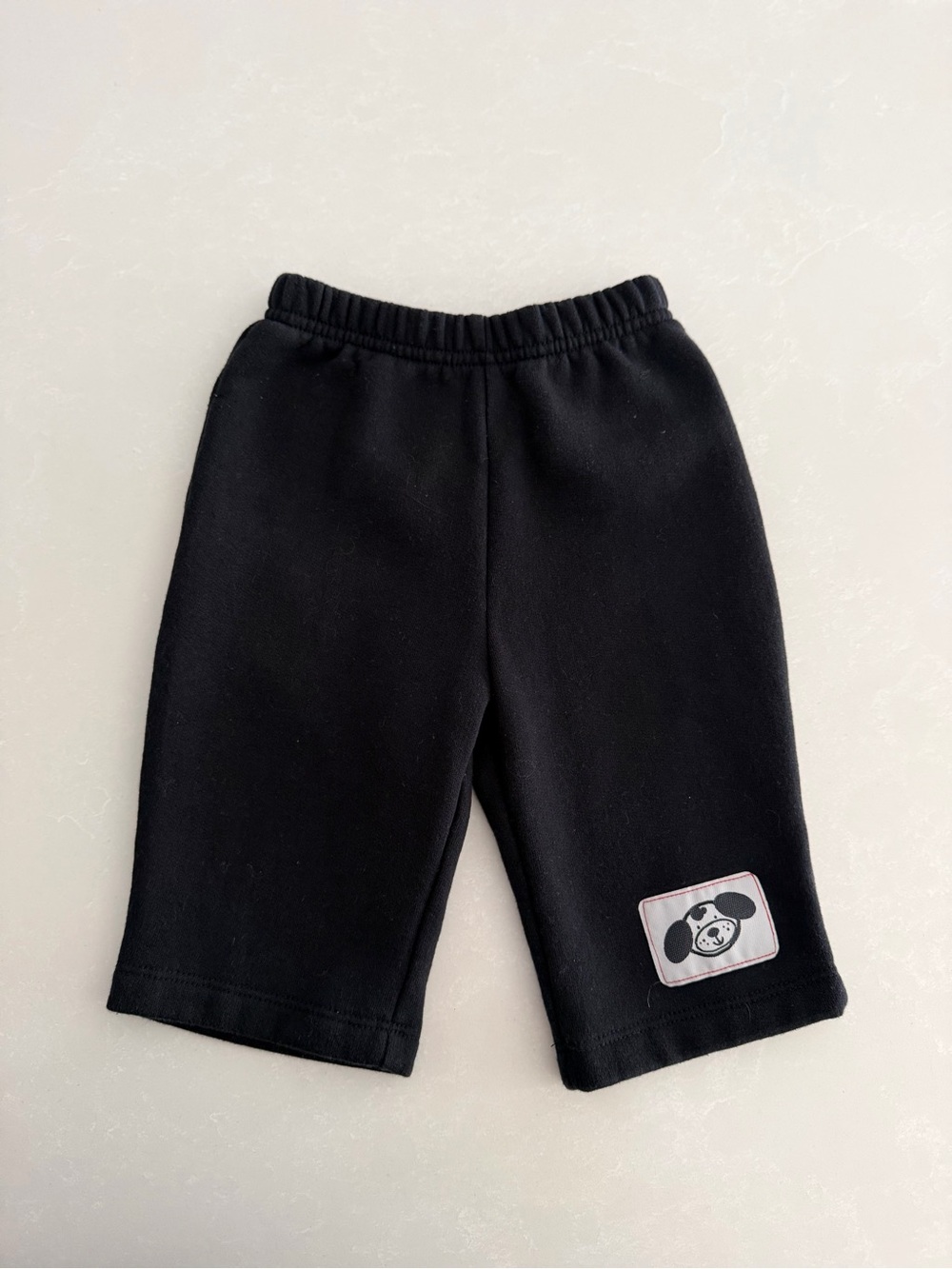 Sears Baby Black Fleece Sweatpants with Puppy Patch • Size 6M